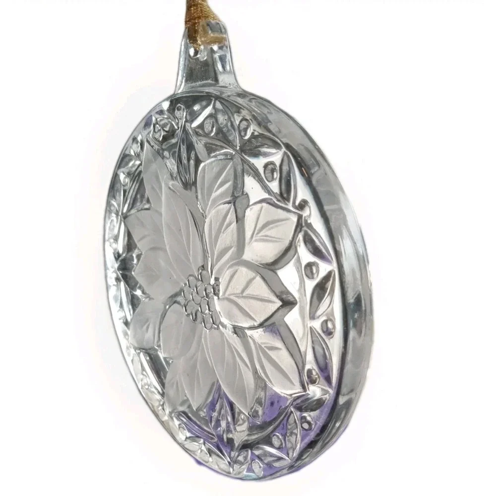 Vintage Glass Cut Crystal Mikasa‎ JAPAN Poinsettia Christmas Tree Ornament